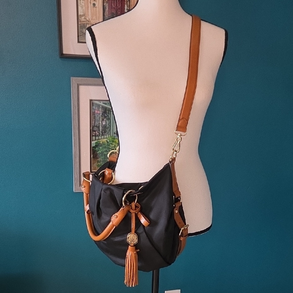 Vince Camuto Black and Tan Crossbody Bag